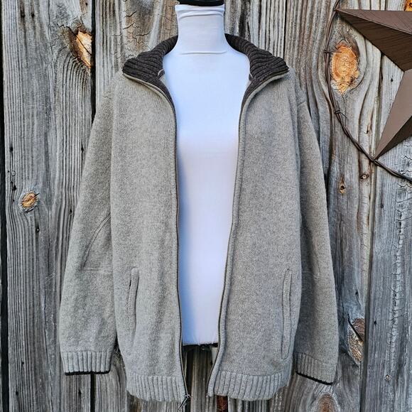 Patagonia Wool Zip Front Sweater Size M Tan Brown Knit Cardigan Pockets Medium - Picture 1 of 11